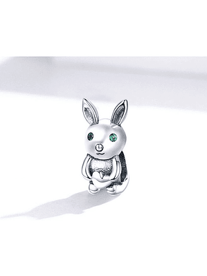 Charm Conejo Corazon Plata 925