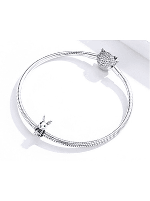 Charm Conejo Corazon Plata 925