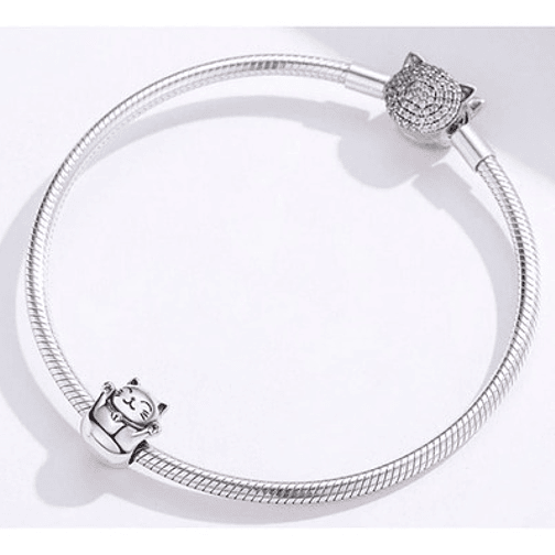 Charm Gato Maneki Neko Plata 925 3