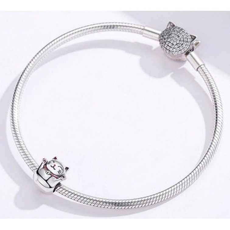 Charm Gato Maneki Neko Plata 925 3