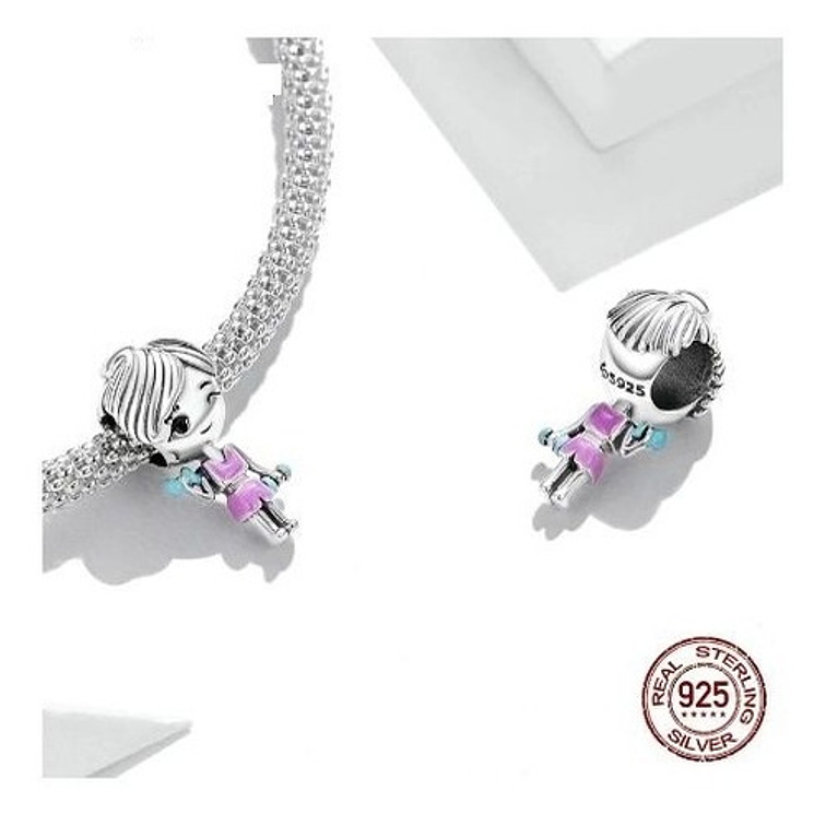 Charm Niña Mujer Ejercicio Gym Plata 925 3