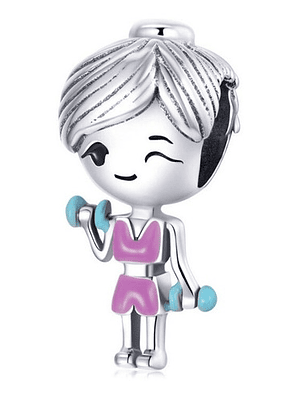 Charm Niña Mujer Ejercicio Gym Plata 925