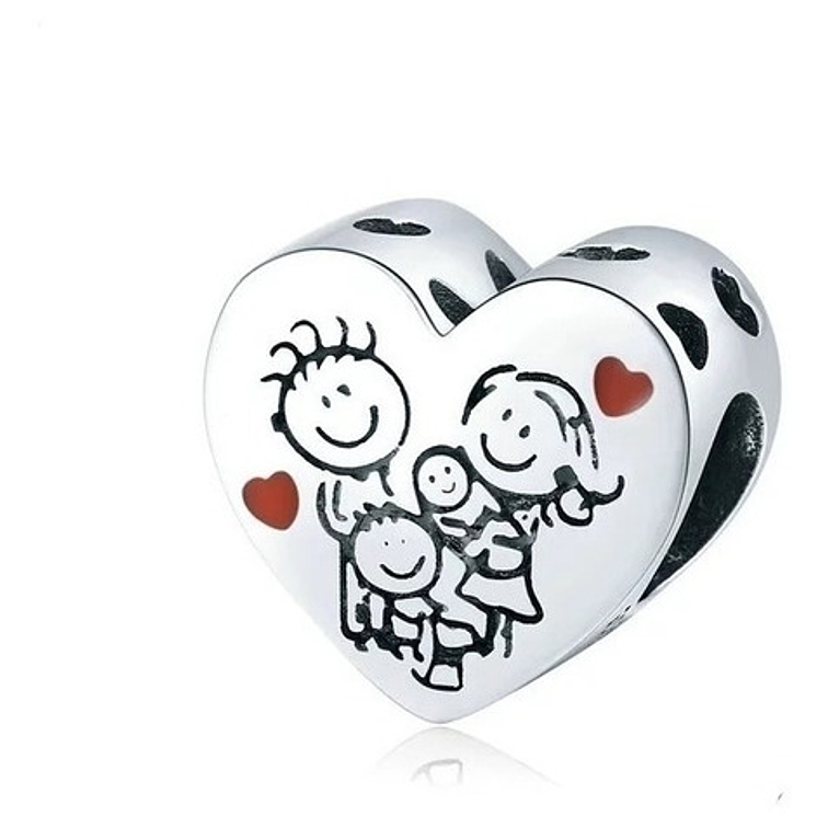 Charm Corazón Familia Plata 925 1