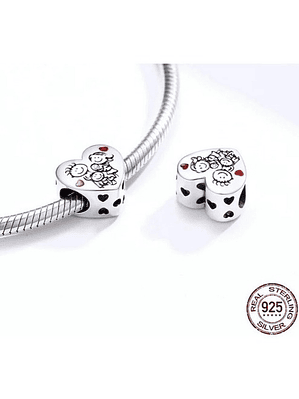Charm Corazón Familia Plata 925