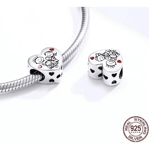 Charm Corazón Familia Plata 925 2
