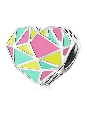 Charm Corazón Colorido Geometrico Plata 925