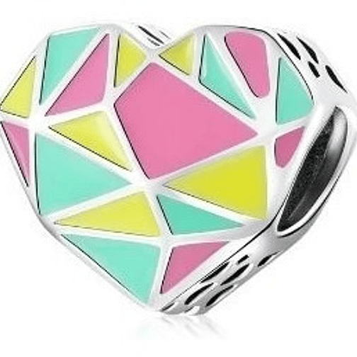 Charm Corazón Colorido Geometrico Plata 925 1