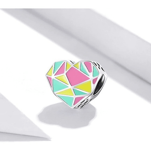 Charm Corazón Colorido Geometrico Plata 925 2