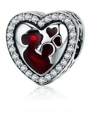 Charm Corazón Madre e Hijo Plata 925