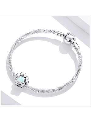 Charm Corazon Patita Gato Plata 925