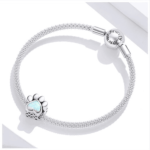 Charm Corazon Patita Gato Plata 925 2