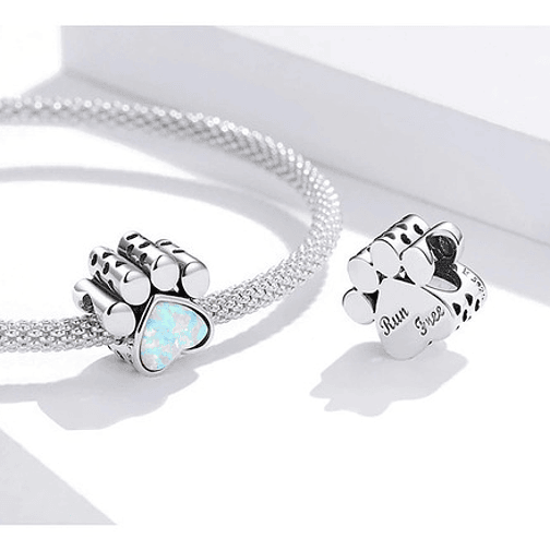 Charm Corazon Patita Gato Plata 925 3