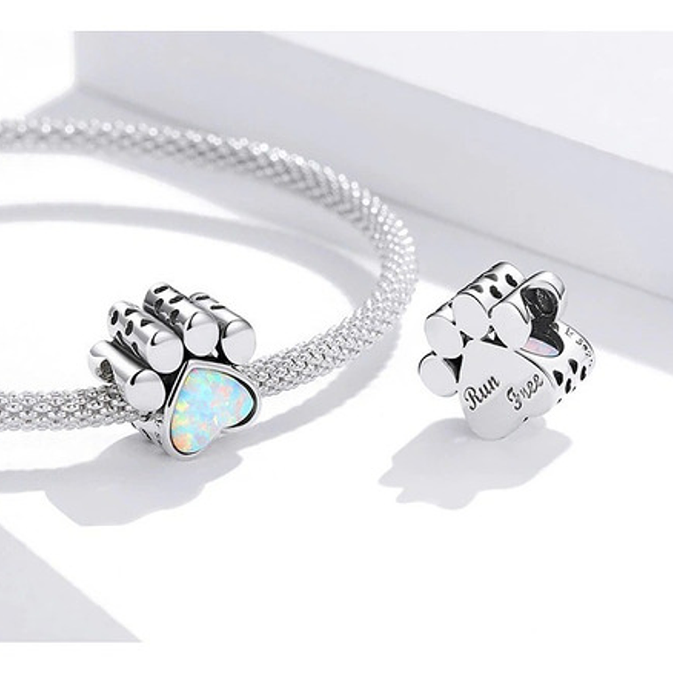 Charm Corazon Patita Gato Plata 925 3