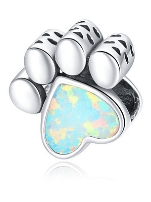 Charm Corazon Patita Gato Plata 925