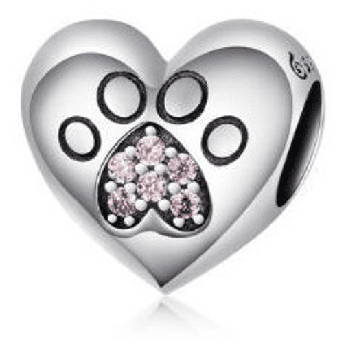 Charm Corazon Patita De Gato Plata 925 1