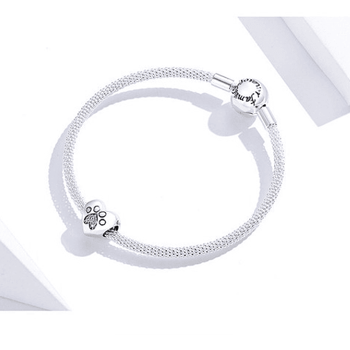 Charm Corazon Patita De Gato Plata 925 3