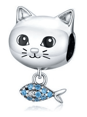 Charm Gato con Pez Plata 925