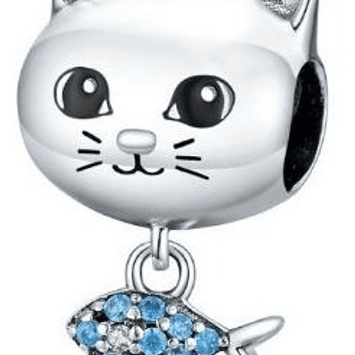 Charm Gato con Pez Plata 925 1