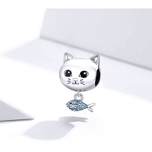 Charm Gato con Pez Plata 925 2