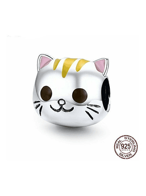 Charm Gatito Cabezon Plata 925