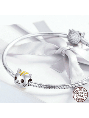Charm Gatito Cabezon Plata 925