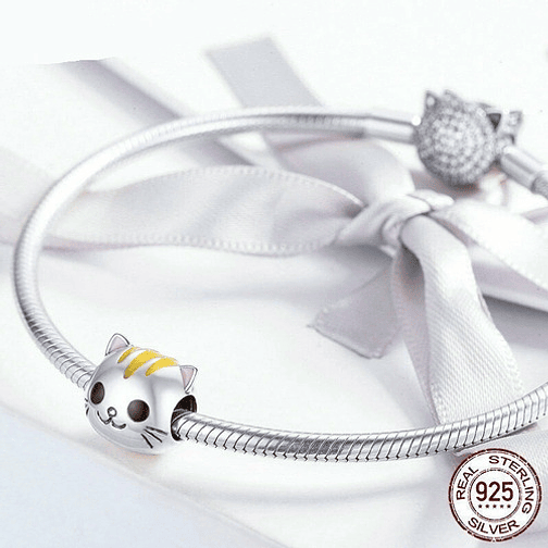 Charm Gatito Cabezon Plata 925 2