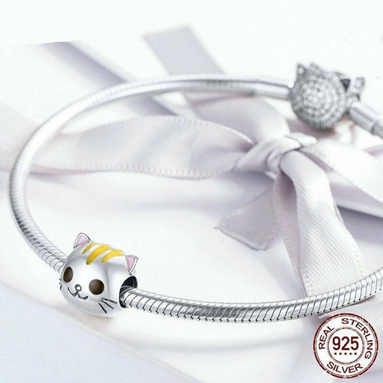 Charm Gatito Cabezon Plata 925 2