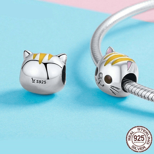 Charm Gatito Cabezon Plata 925 3