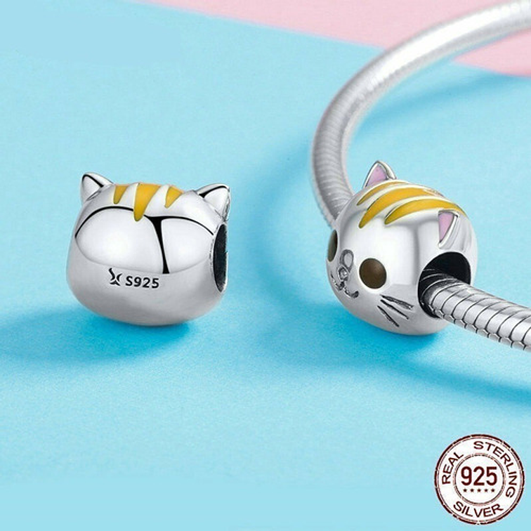 Charm Gatito Cabezon Plata 925 3