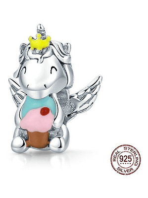 Charm Unicornio con Pastel Plata 925