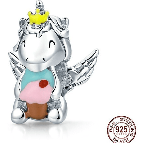 Charm Unicornio con Pastel Plata 925 1