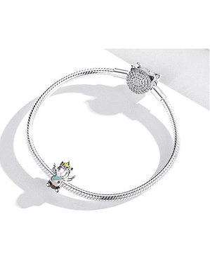 Charm Unicornio con Pastel Plata 925