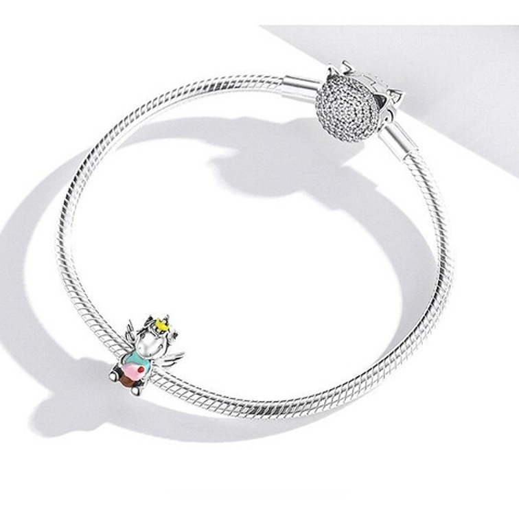 Charm Unicornio con Pastel Plata 925 2