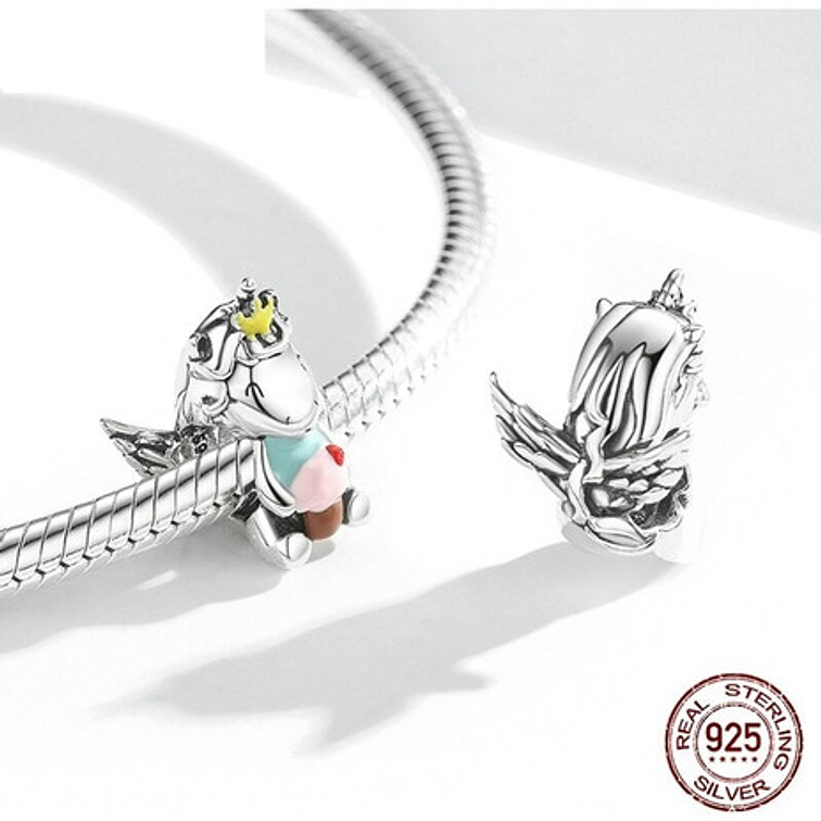 Charm Unicornio con Pastel Plata 925 3