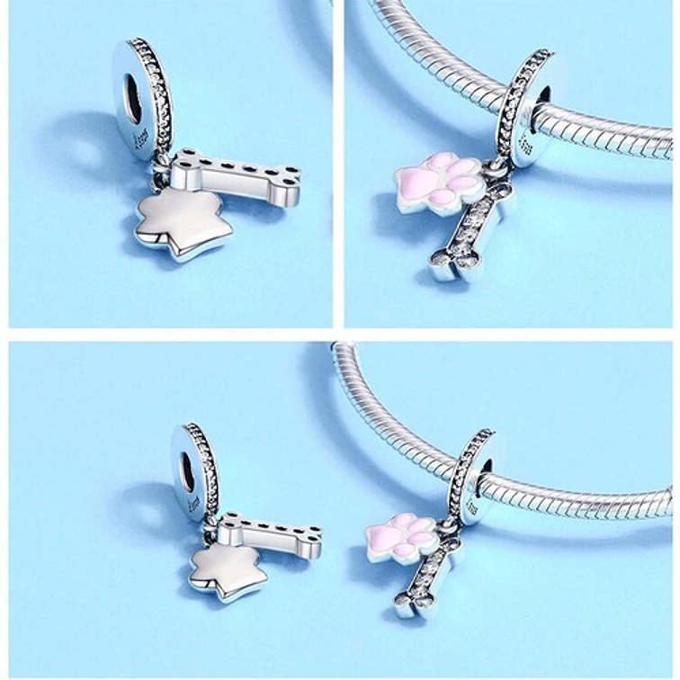 Charm Hueso Y Patita Plata 925 2