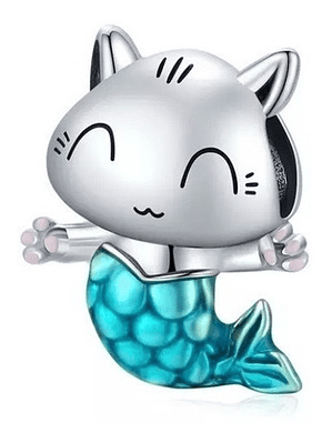 Charm Gato Sirena Plata 925