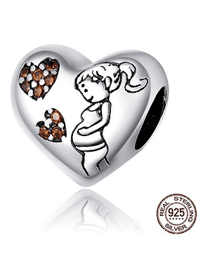 Charm Embarazada en Corazon Plata 925