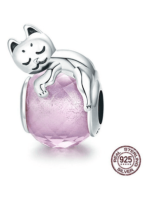Charm Gato Durmiendo Plata 925