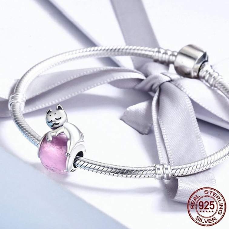 Charm Gato Durmiendo Plata 925 2
