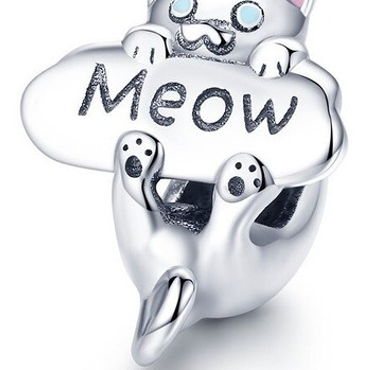 Charm Gato Meow Plata 925 1