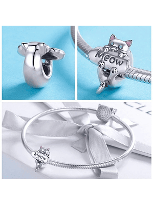 Charm Gato Meow Plata 925