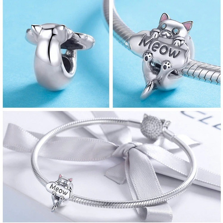 Charm Gato Meow Plata 925 2