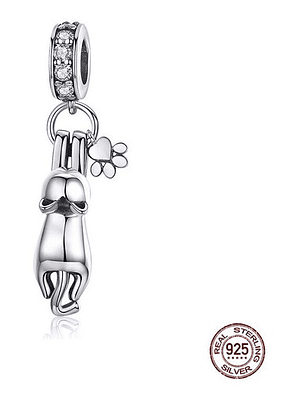 Charm Gato Colgando Plata 925