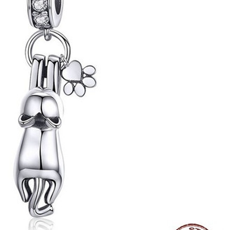 Charm Gato Colgando Plata 925 1