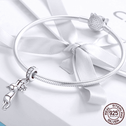 Charm Gato Colgando Plata 925 2