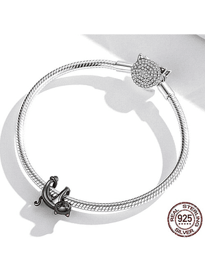 Charm Gatito Negro Plata 925