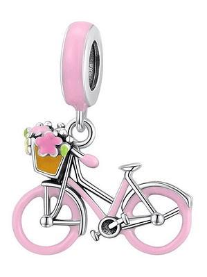 Charm Bicicleta Rosada Plata 925