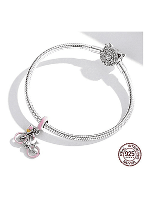 Charm Bicicleta Rosada Plata 925