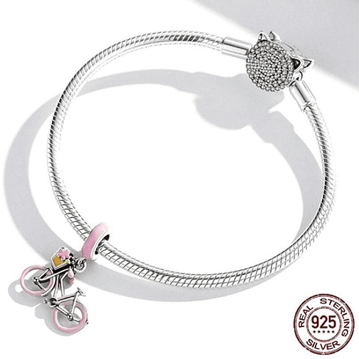 Charm Bicicleta Rosada Plata 925 2
