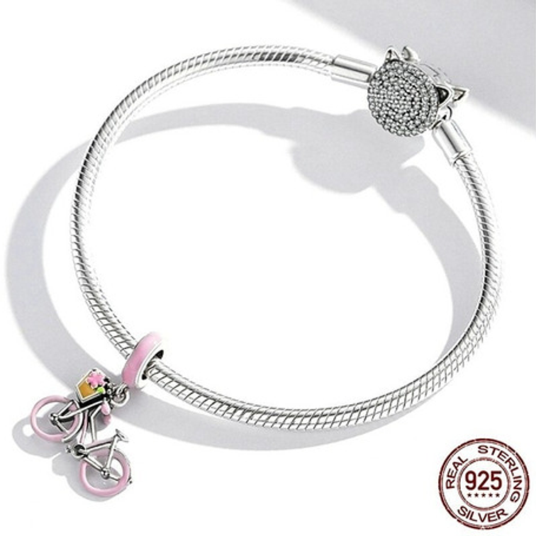 Charm Bicicleta Rosada Plata 925 2